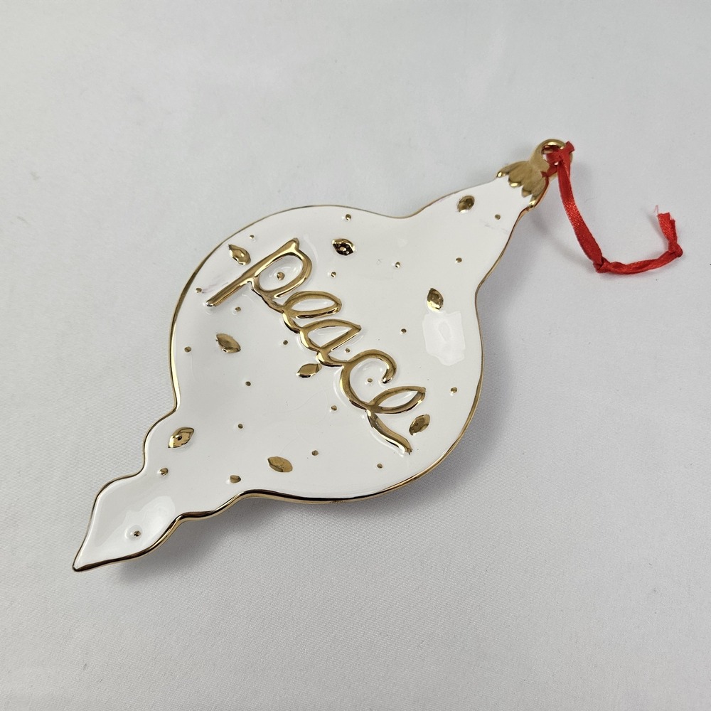 Vintage Christmas Ornament Spoon Rest Wall Decor Ceramic Peace Large Ceramic